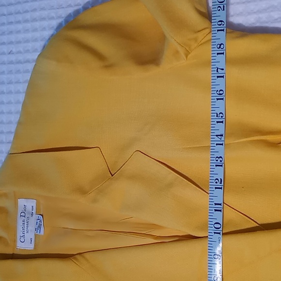 Vintage Christian Dior Linen Blazer Yellow Size 8 - Picture 9 of 16